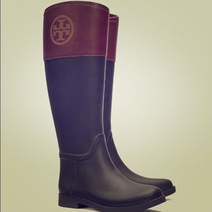 Tory Burch Classic Black Rain Boots Size 8